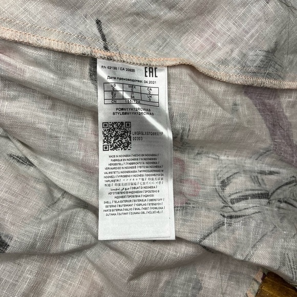 Guess Pink Floral Spaghetti Strap Smocked Sophie Linen Cut-Out Mini Dress Size 0 - Picture 6 of 6